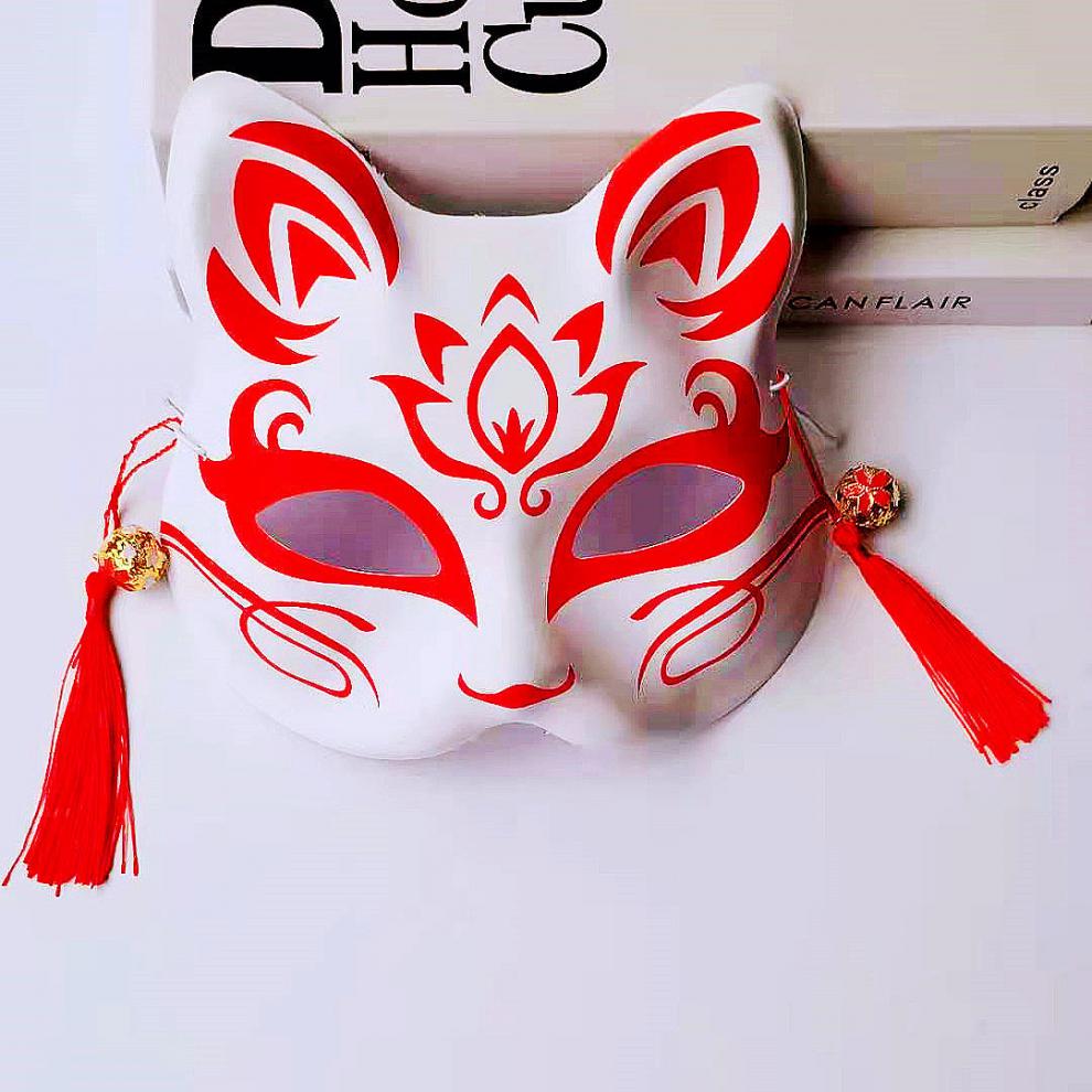 万圣节网红狐狸面具半脸古风日式彩绘二次元化妆舞会万圣节男女装扮