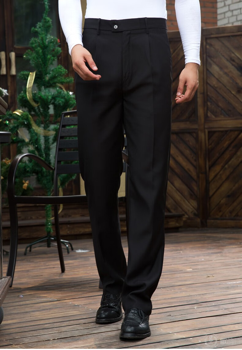 琛澈 西装裤男上班男裤子酒店餐厅工作裤宽松裤裤直筒裤职业西裤 黑色