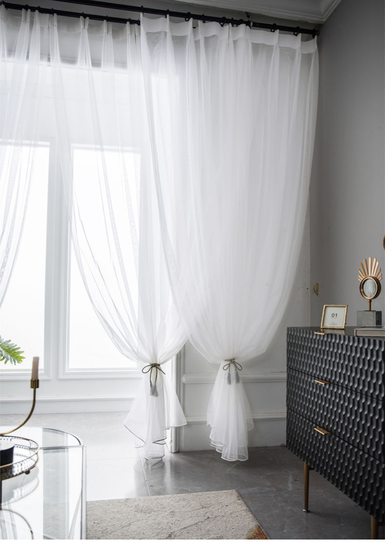 窗纱纱帘白纱窗帘经济实惠款半透窗帘白色白纱阳台纱遮光网纱布料白纱