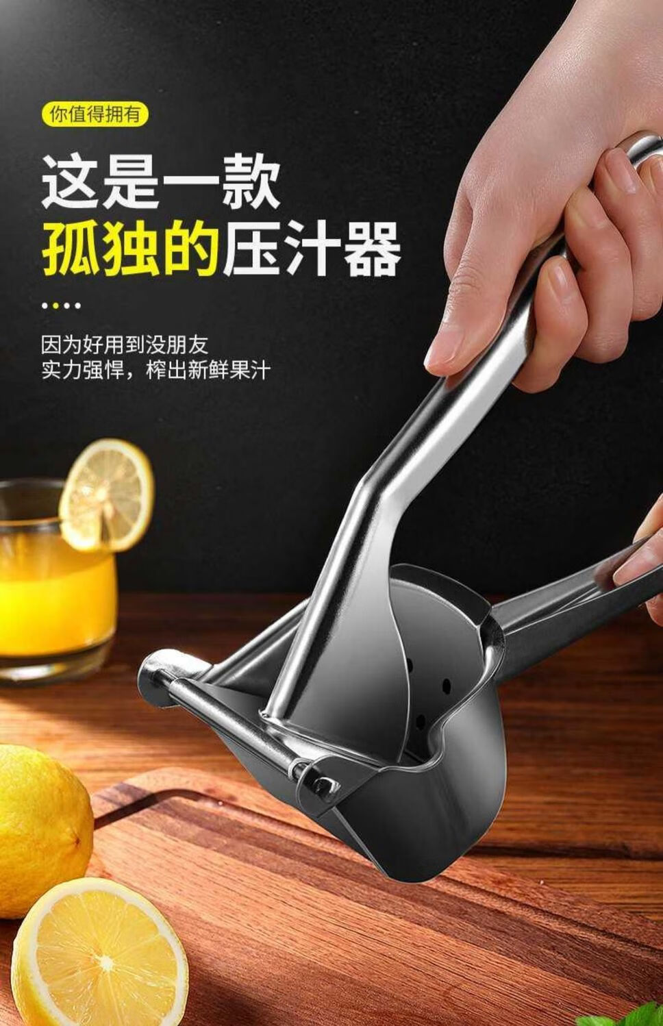 德国手动榨汁机不锈钢手摇压汁器家用抖音同款小型多功能榨汁神器 铝