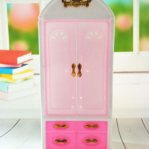 芭比娃娃百变衣橱衣柜收纳柜整理柜家具配件女孩儿童玩具家居时尚白色