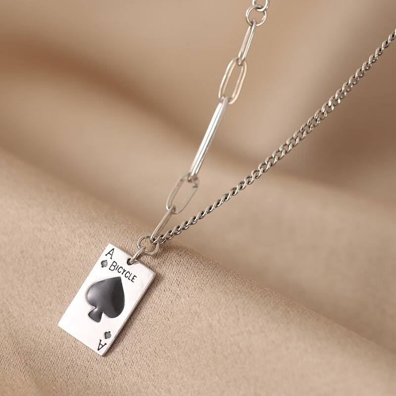 金蔓 黑桃a项链女925足银ins扑克牌嘻哈锁骨链简约时尚链子送女友七夕