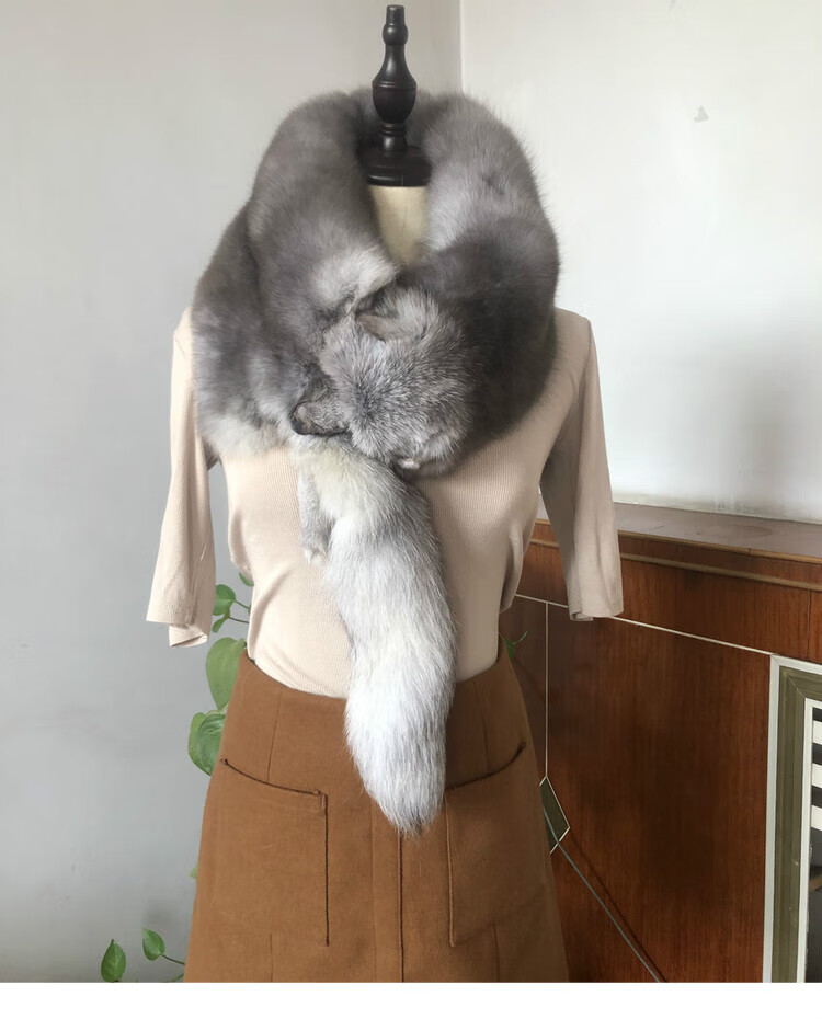 整张狐狸皮围脖皮草围巾狐狸毛整只真毛领子秋冬季保暖男女通用披肩