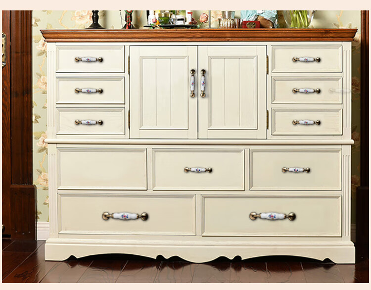 陶瓷拉手青花瓷衣柜抽屉柜门橱柜中式欧式田园现代厨房裂纹小把手1030