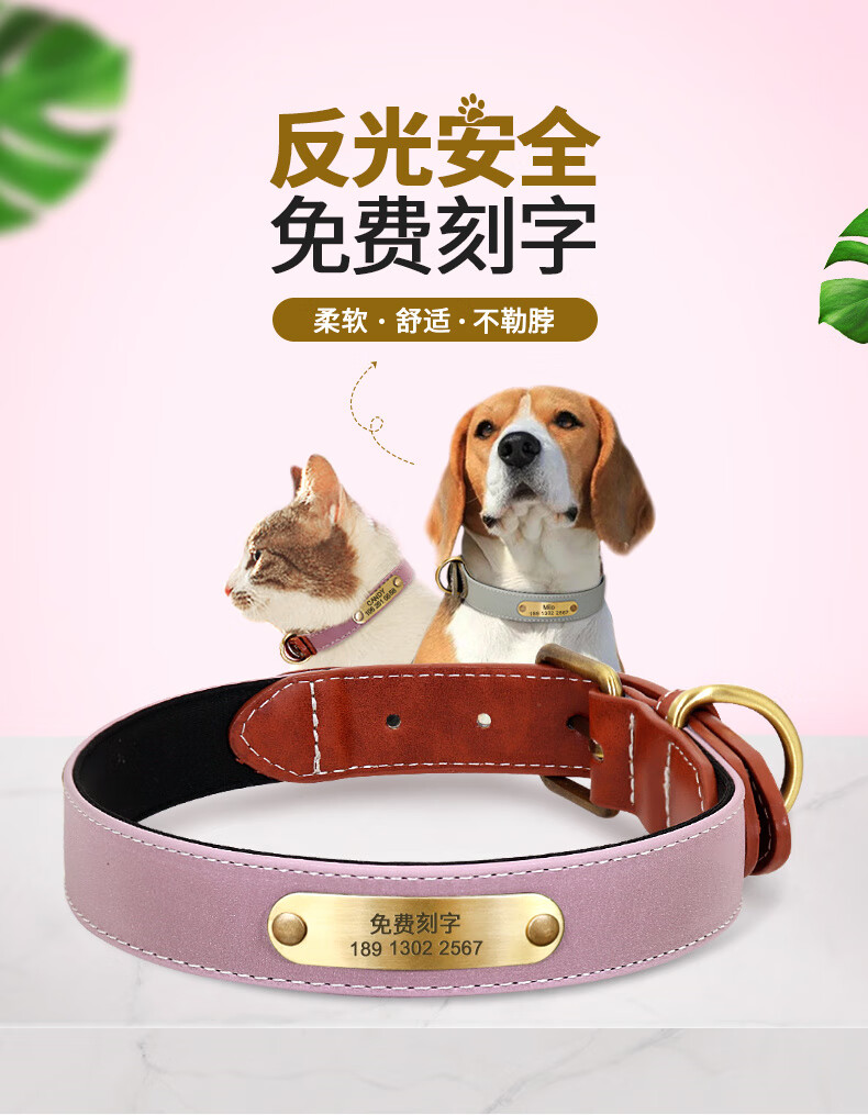 适用狗狗项圈发光定制刻字防丢失宠物遛狗项圈小型犬泰迪猫咪狗脖颈圈