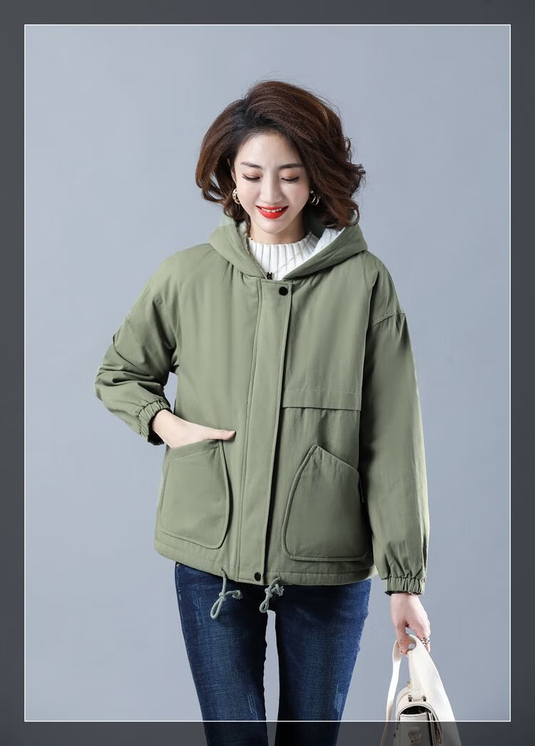 冬季新品加绒外套女2020冬季新款加厚开衫女士上衣休闲夹克百搭连帽短