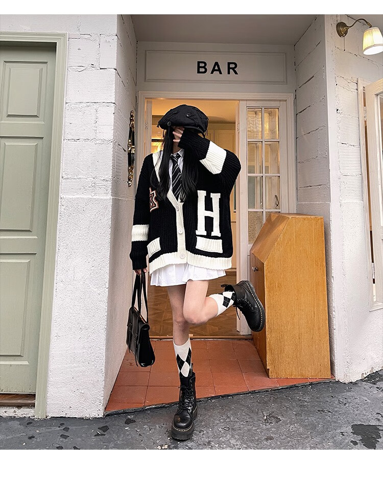 特价捡漏2021松本丧丧学院风针织开衫女早秋新款慵懒宽松复古毛衣外套