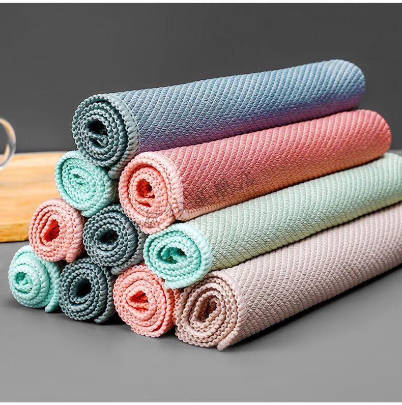 大号洗碗布家务擦玻璃神器不留痕鱼鳞布大号可悬挂锁边款10条装4030cm