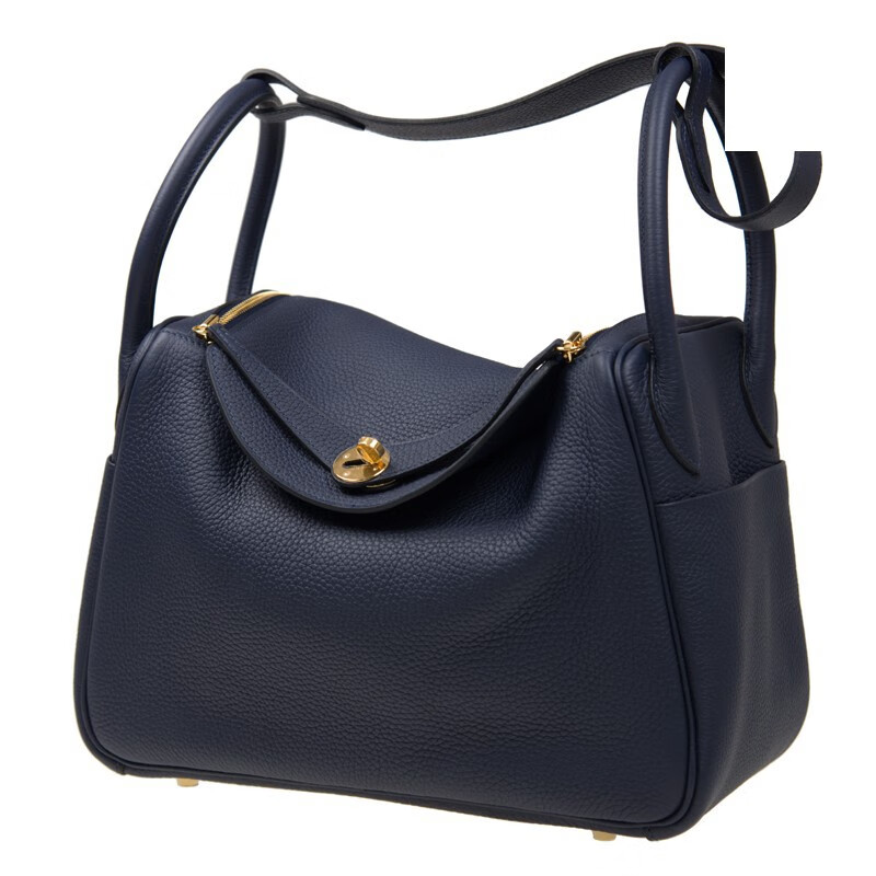 hermes爱马仕女士手袋琳达包蓝色皮质时尚挎包预售代购 蓝色【图片