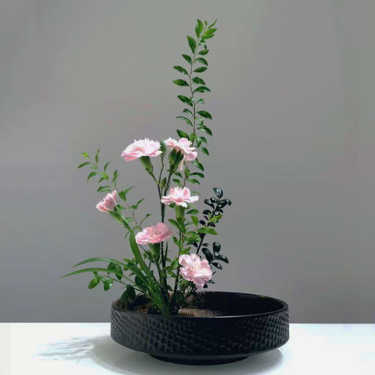 结盟者 剑山插花器小原流禅意日式花道陶瓷插花器皿中式插花花盆底座