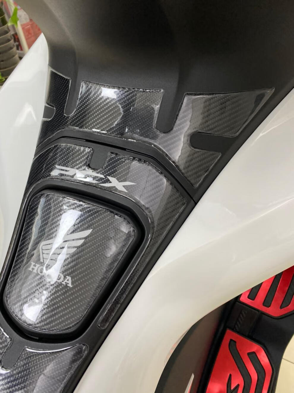 pcx160贴花适用于本田pcx125150碳纤维油箱贴油箱盖贴保护贴纸黑色