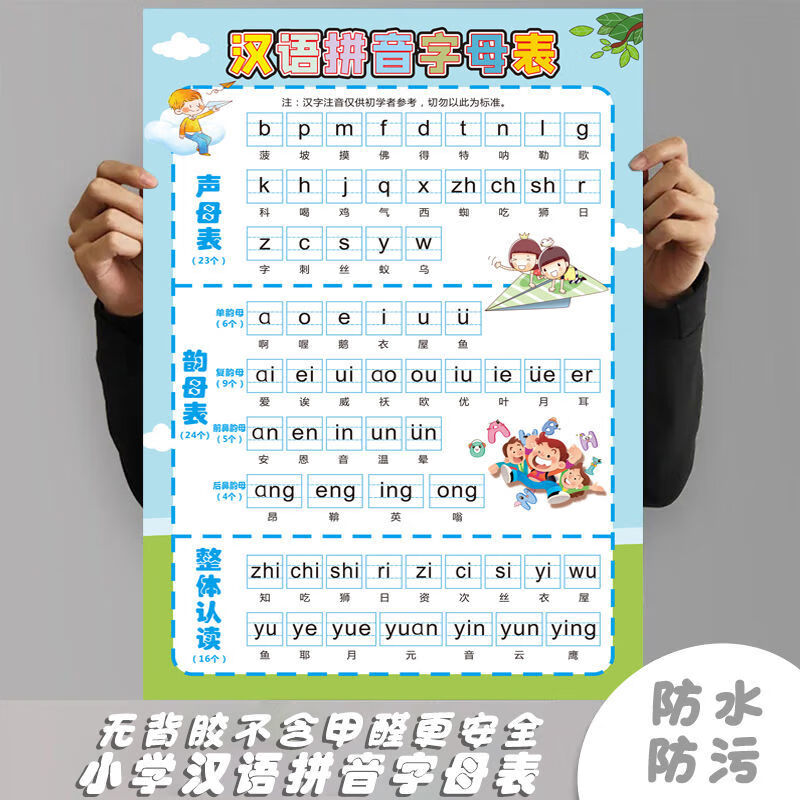小学汉语拼音字母表墙贴aoe全套声母韵母谐音跟读一二三年级儿童