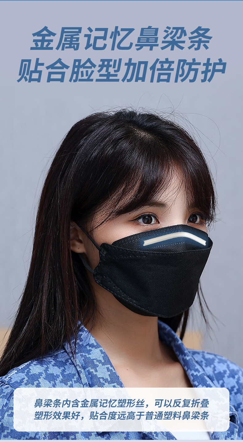 韩国口罩n95白色3d立体女柳叶型鱼嘴官方旗舰店黑kn95鱼嘴型独立包装