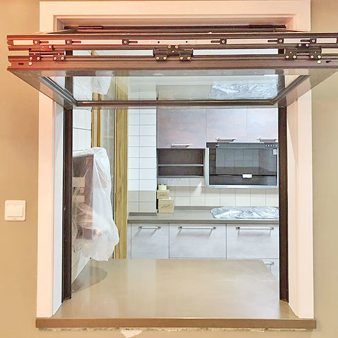 阳特派上下铝合金折叠窗奶茶咖啡店滑动悬停折叠窗v型上折窗口吧台窗