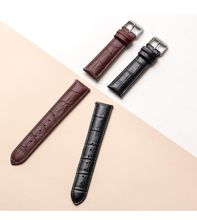 飞亚达fiyta手表时尚男士针扣皮质表带配件20mm表带dga20002黑色鳄鱼