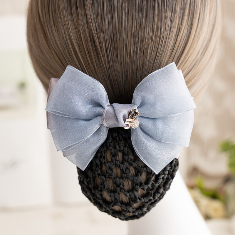 【龙姑娘】职业头花护士发网前台发夹女银行酒店上班工作顶夹盘发绢纱