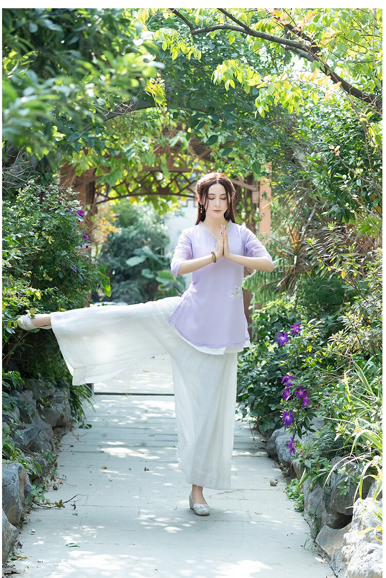 中式文艺风禅舞女人服装2020新款飘逸古典禅舞服装瑜伽服套装茶服表演