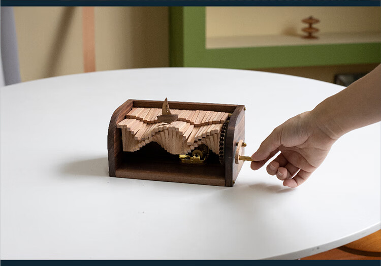 逐浪之歌木质手工手摇造浪机八音盒diy情人朋友礼物送男女音乐盒 白浪