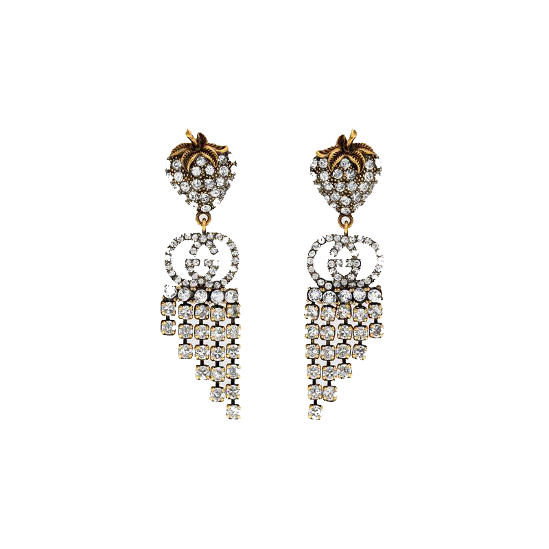 【保证】gucci古驰19早秋女士饰水晶草莓耳环 红色580959 i4769 8413