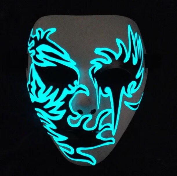 现货直发创手绘夜光面具荧光发光面具鬼步舞面具街舞面具万圣节面具