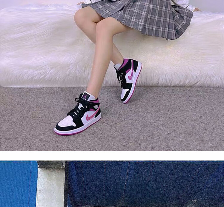 aj女鞋官网顿高帮黑紫鸳鸯粉熊猫樱花粉dunk运动板鞋aj高帮粉熊猫405