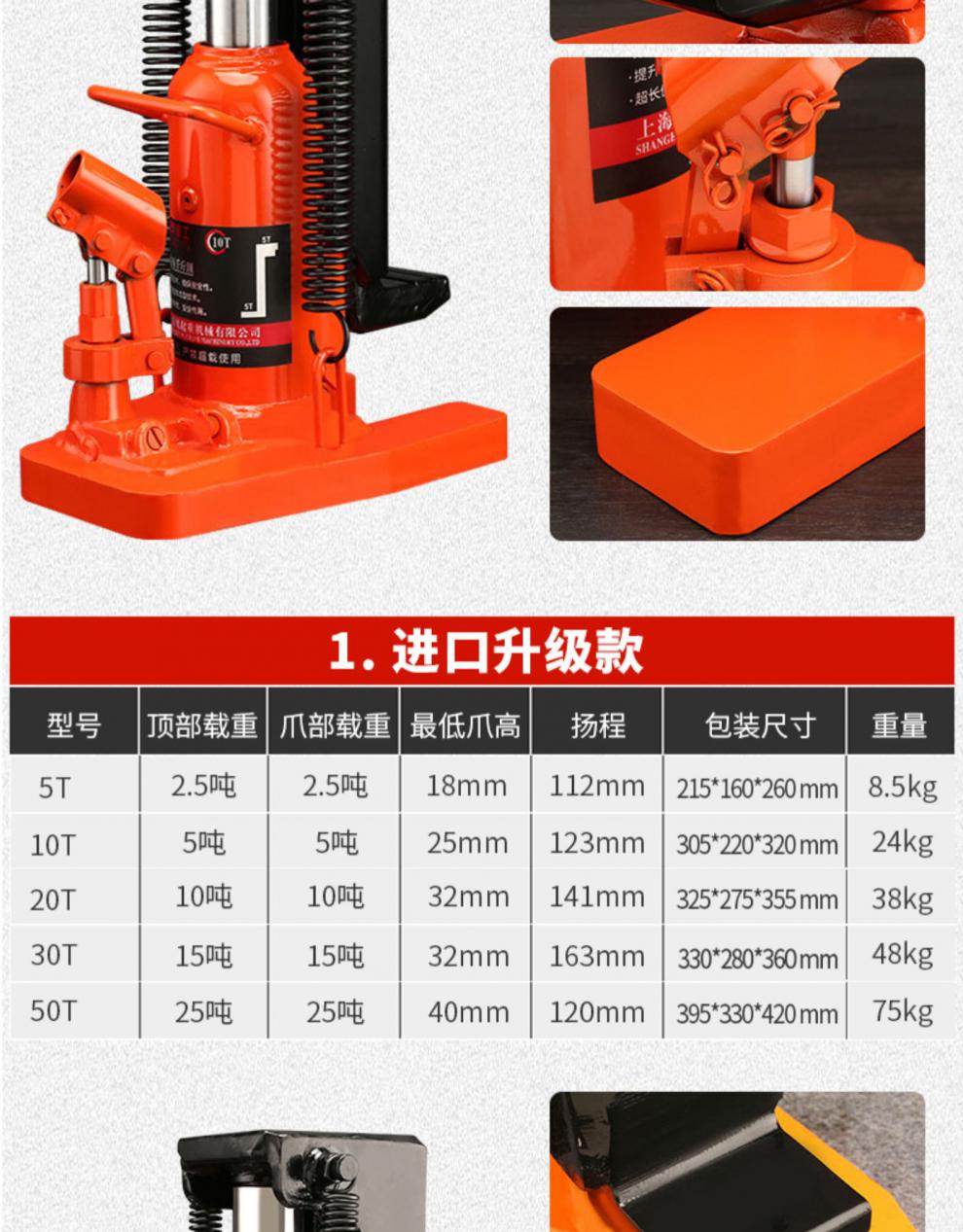 定制适用进口型爪式千斤顶液压30t吨50立式跨顶5t10t20油压低位重型起