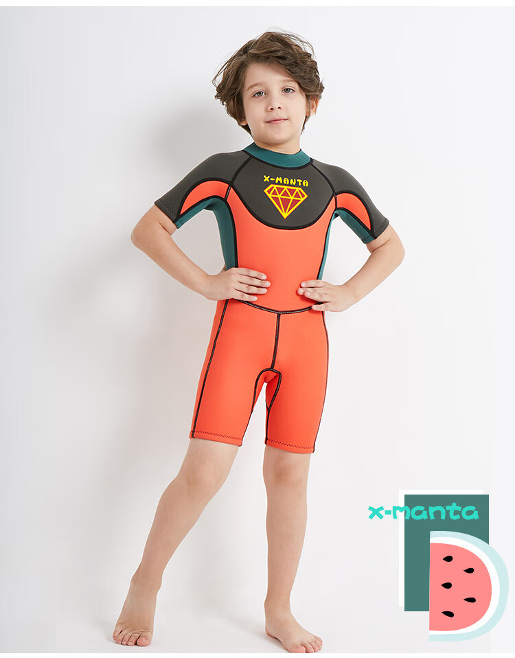 dive&sail 韩国儿童潜水服男童短袖连体保暖游泳衣裤漂流冲浪速干浮潜