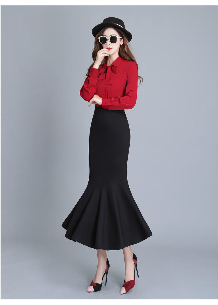 轻奢高端2021秋季新款黑色包臀半身裙长款鱼尾裙秋冬高腰显瘦百搭长裙