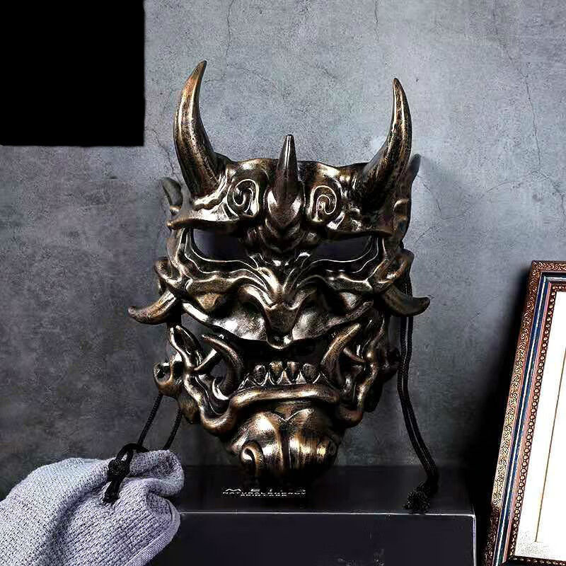 般若面具帅气日式赤般若cos恐怖面具面罩日本鬼脸獠牙树脂万圣节头套