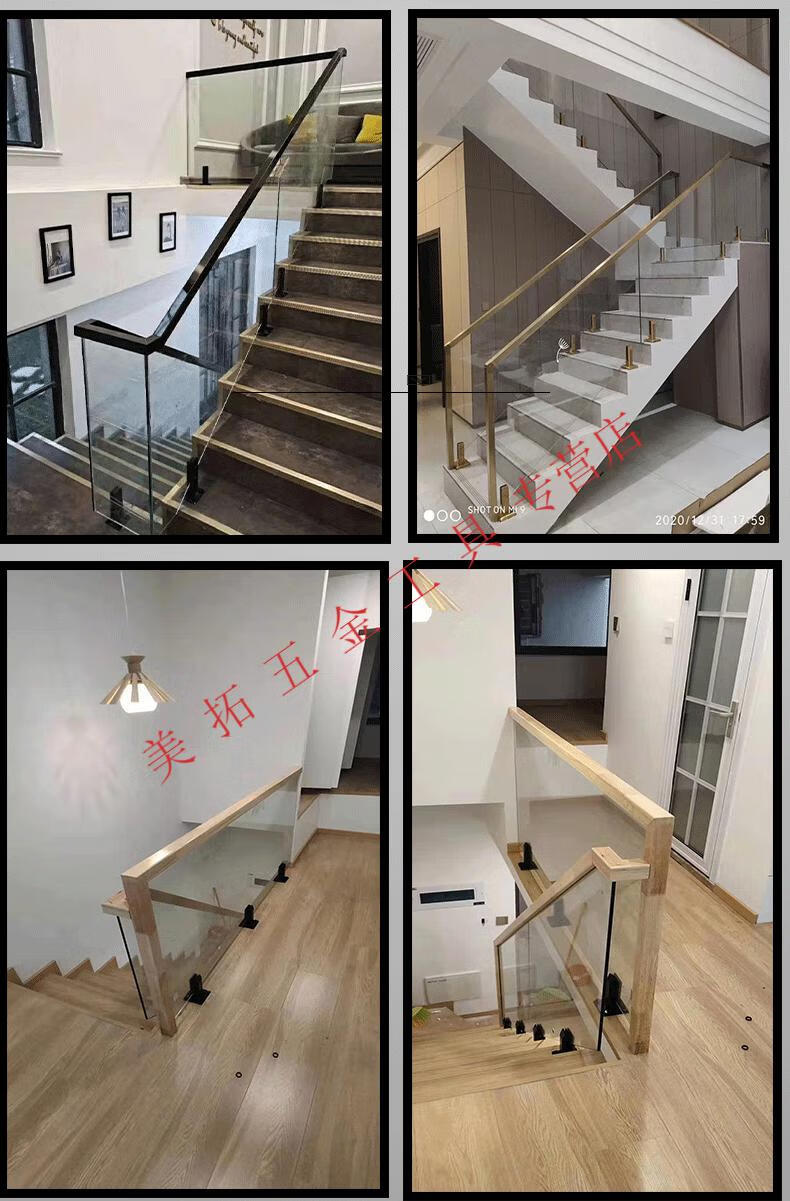 不锈钢玻璃夹子固定托免打孔别墅泳池夹楼梯阳台栏杆扶手底座配件科适