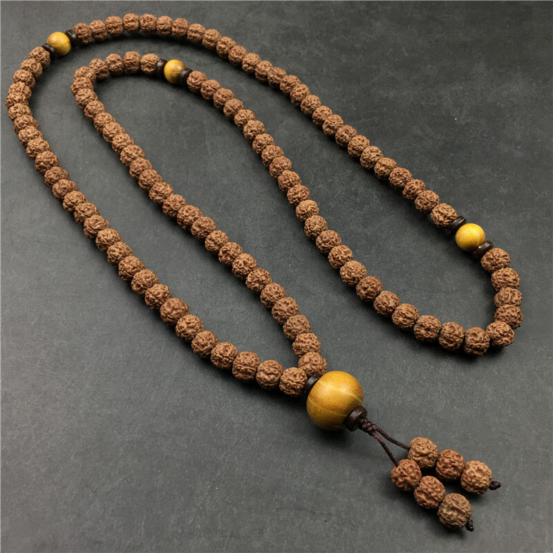 菩提子项链挂件5瓣爆肉装饰佛珠配饰尼泊尔原籽男绿檀无穗108颗小金刚