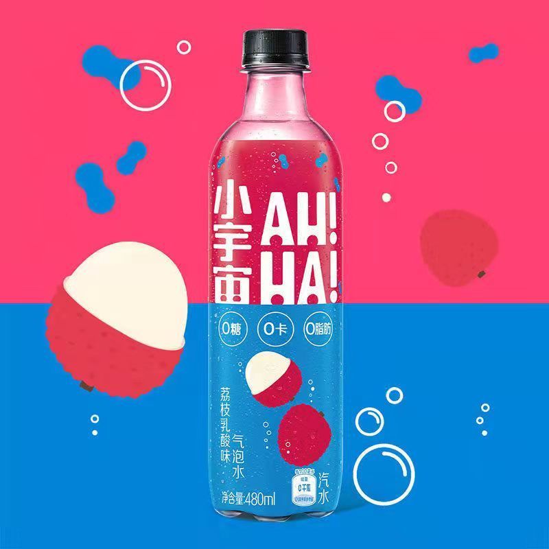 可乐小宇宙ahha气泡水桃味汽水碳酸饮料 白桃乌龙茶480ml*12瓶【图片