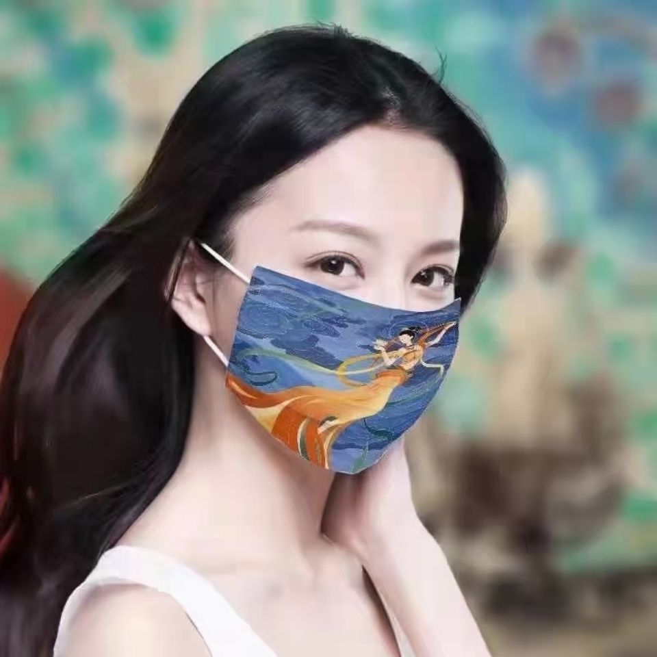 趣仕达新品国风口罩特色元素口罩1袋5个男女通用用品口罩8种颜色藻井