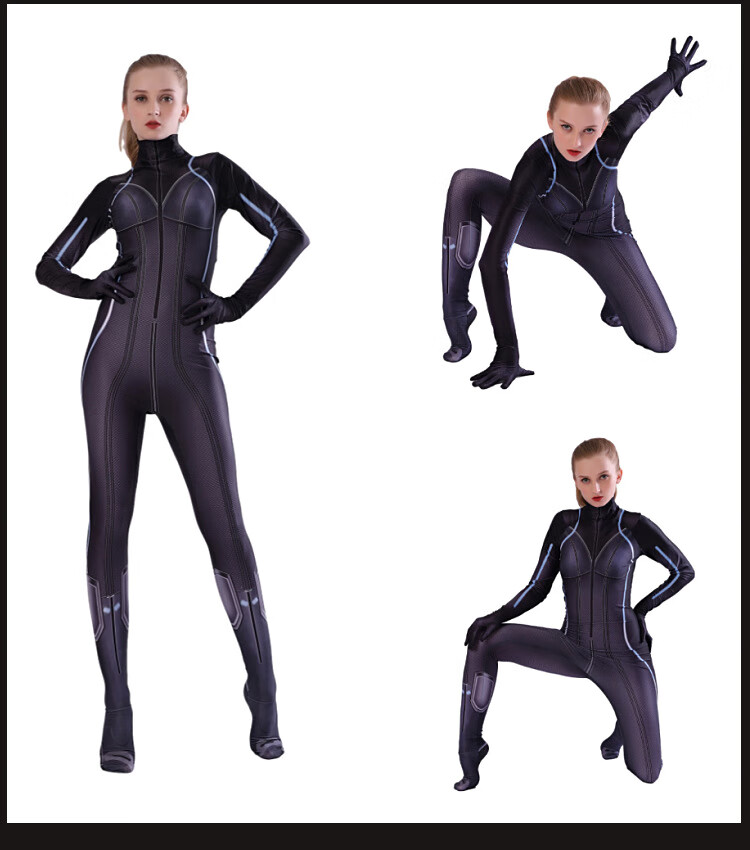 黑寡妇衣服cos套装连体紧身战斗服女节万圣节表演电影2020 黑色5(连体