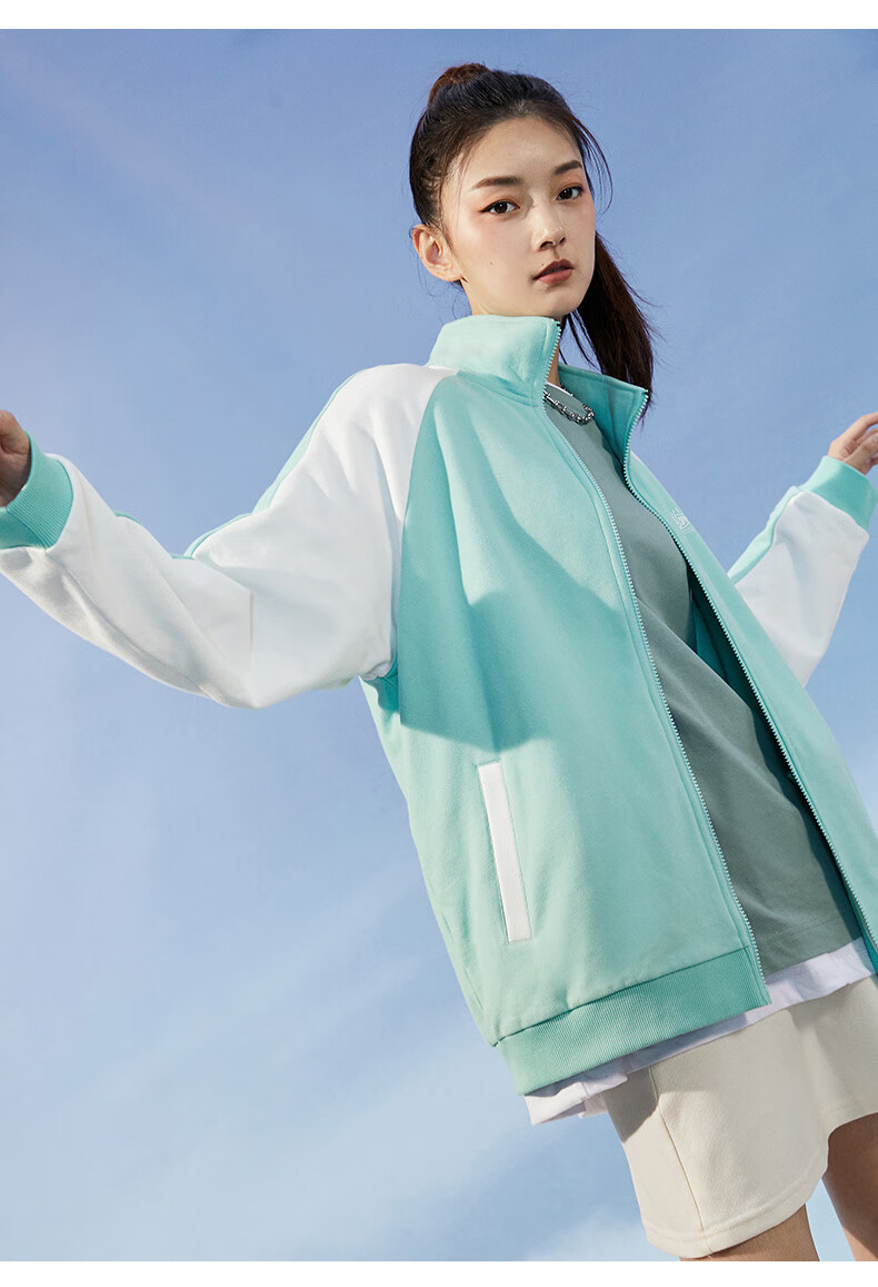 安踏运动外套女装2022春季新款立领宽松外套运动上衣官方旗舰语兰紫1