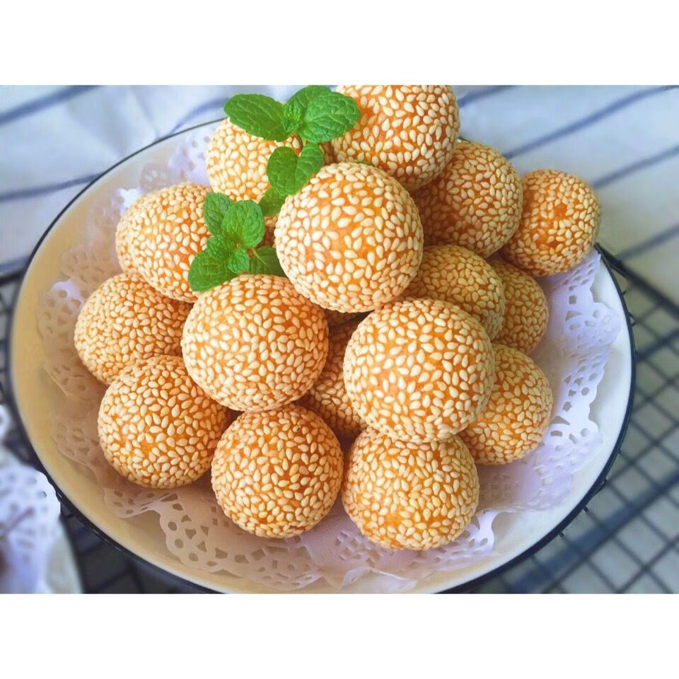 早餐芝麻球豆沙馅糯米麻圆团油炸食品速冻半成品小吃260g/12个 芝麻球