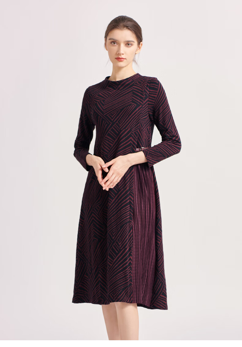 jananno简爱诺2020秋冬新款压褶宽松廓形休闲连衣裙j2070128lq红色38