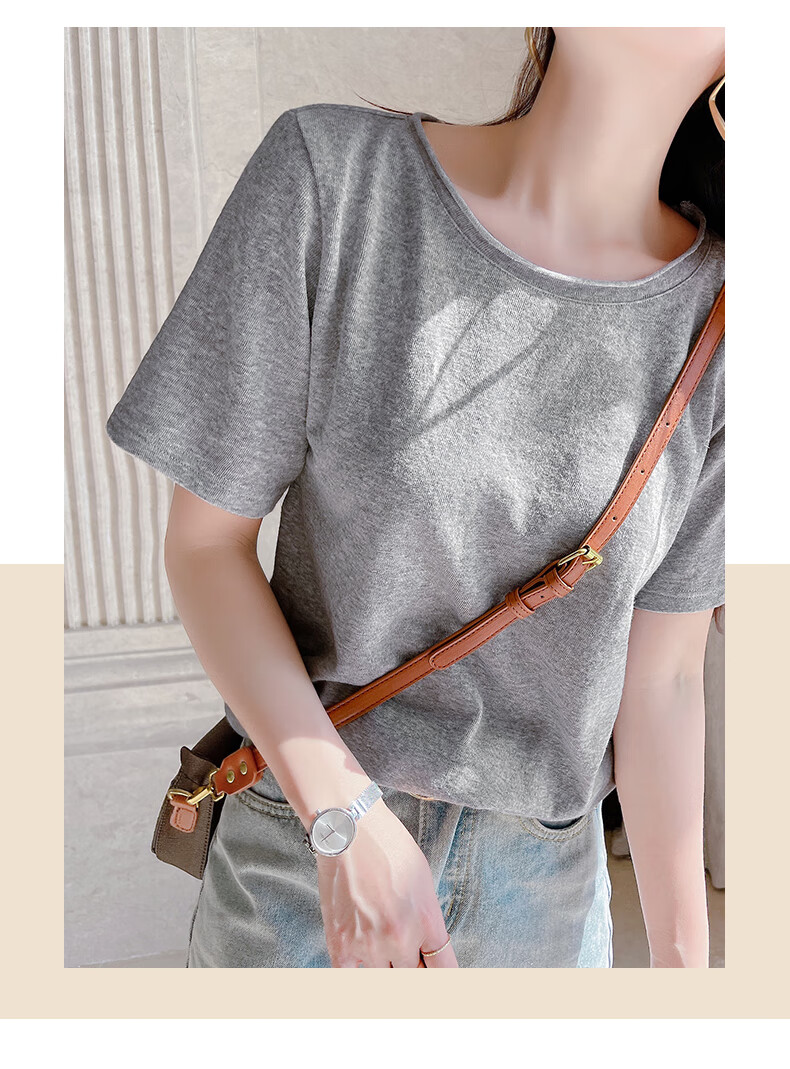 大领口t恤女宽松夏季薄款短袖t恤黄色粉色正肩体恤冰丝针织上衣油菜黄