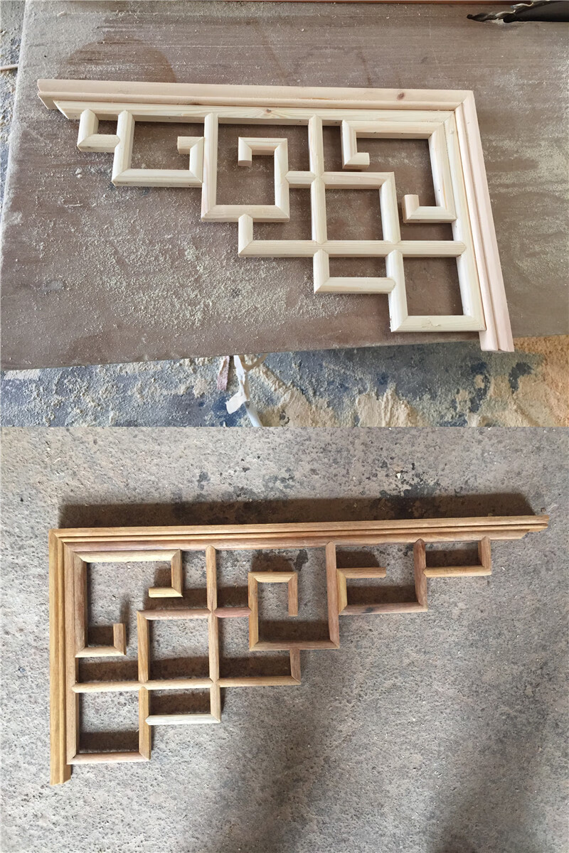 中式实木角花木雕背景实木花格隔断吊顶复古角花装饰榫卯工艺 40*40