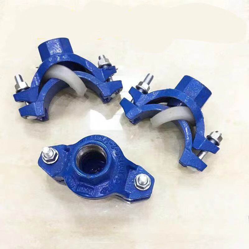 蓝色机械三通内丝机三给水供水饮用水沟槽管件50变25 100变25 76x48