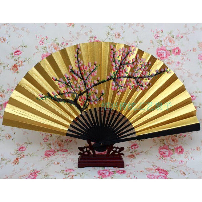 戏曲扇子戏剧用品道具扇子贵妃醉酒金扇花旦扇子 8寸金扇