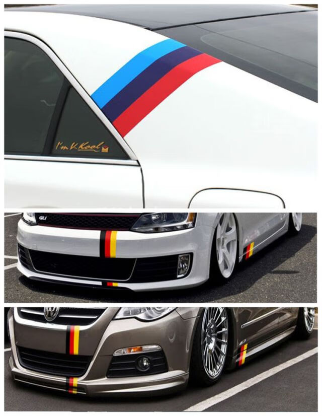 汽车全车贴改装三色贴纸拉花宝马德国机盖引擎盖车顶划痕遮挡贴纸