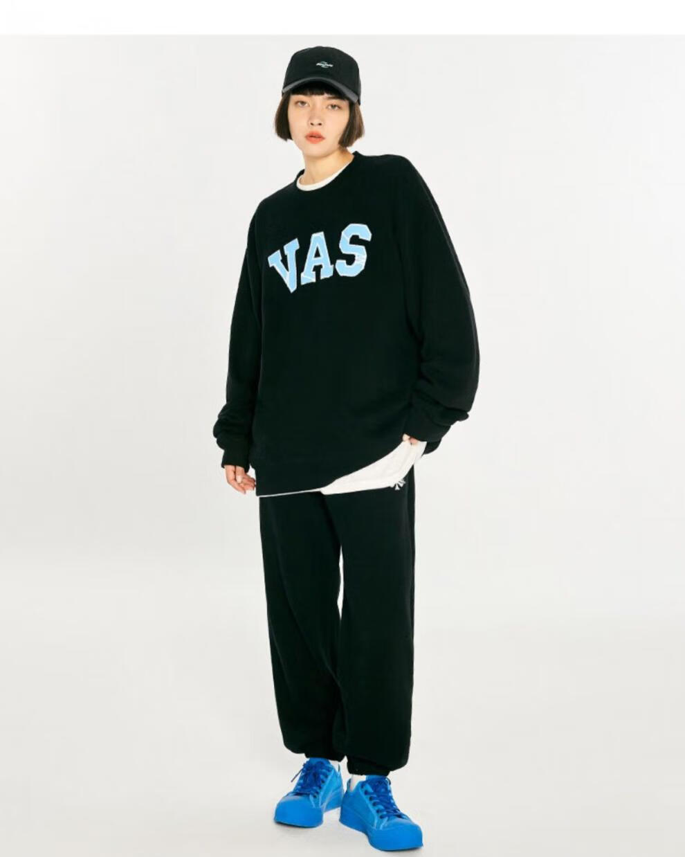 vasco韩潮纯棉宽松新款字母印花宽松潮流国潮牌男女圆领卫衣杏色上装s