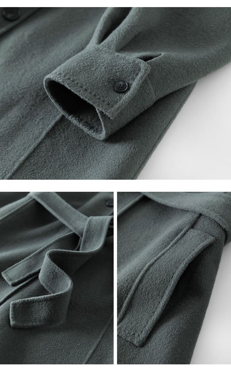 双面呢大衣女冬2021新款胖mm海军领宽松显瘦毛呢外套橄榄灰绿xxxxl