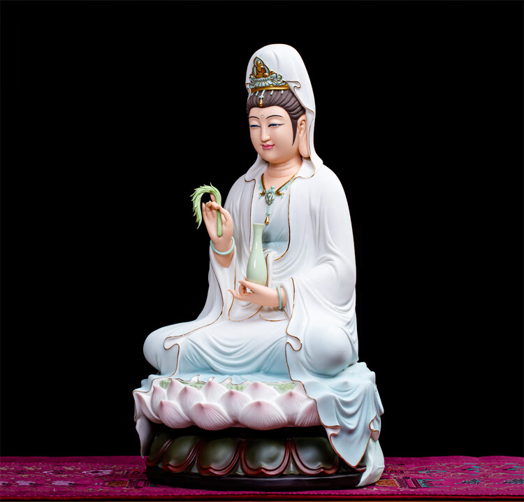 圆通佛具陶瓷观音佛像摆件供奉家用白瓷南海观世音菩萨微笑脸观音 18