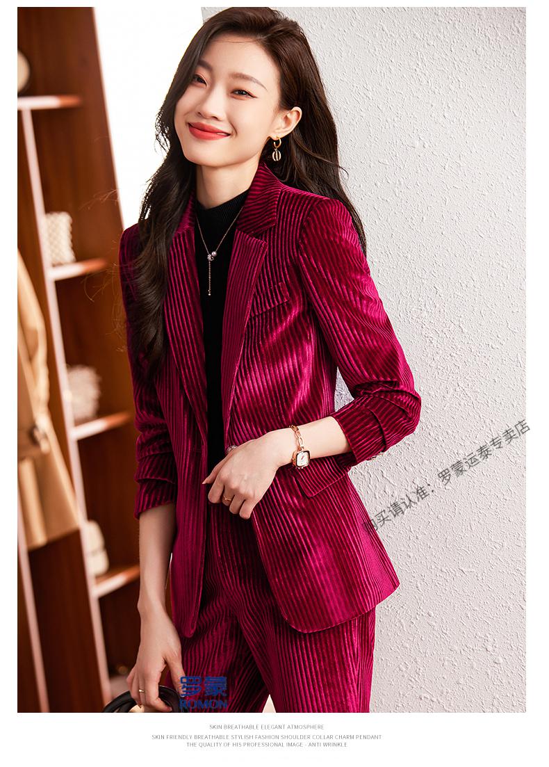 罗蒙(romon)轻奢高档品牌女装 金丝绒黑色小西装外套女2022秋季新款
