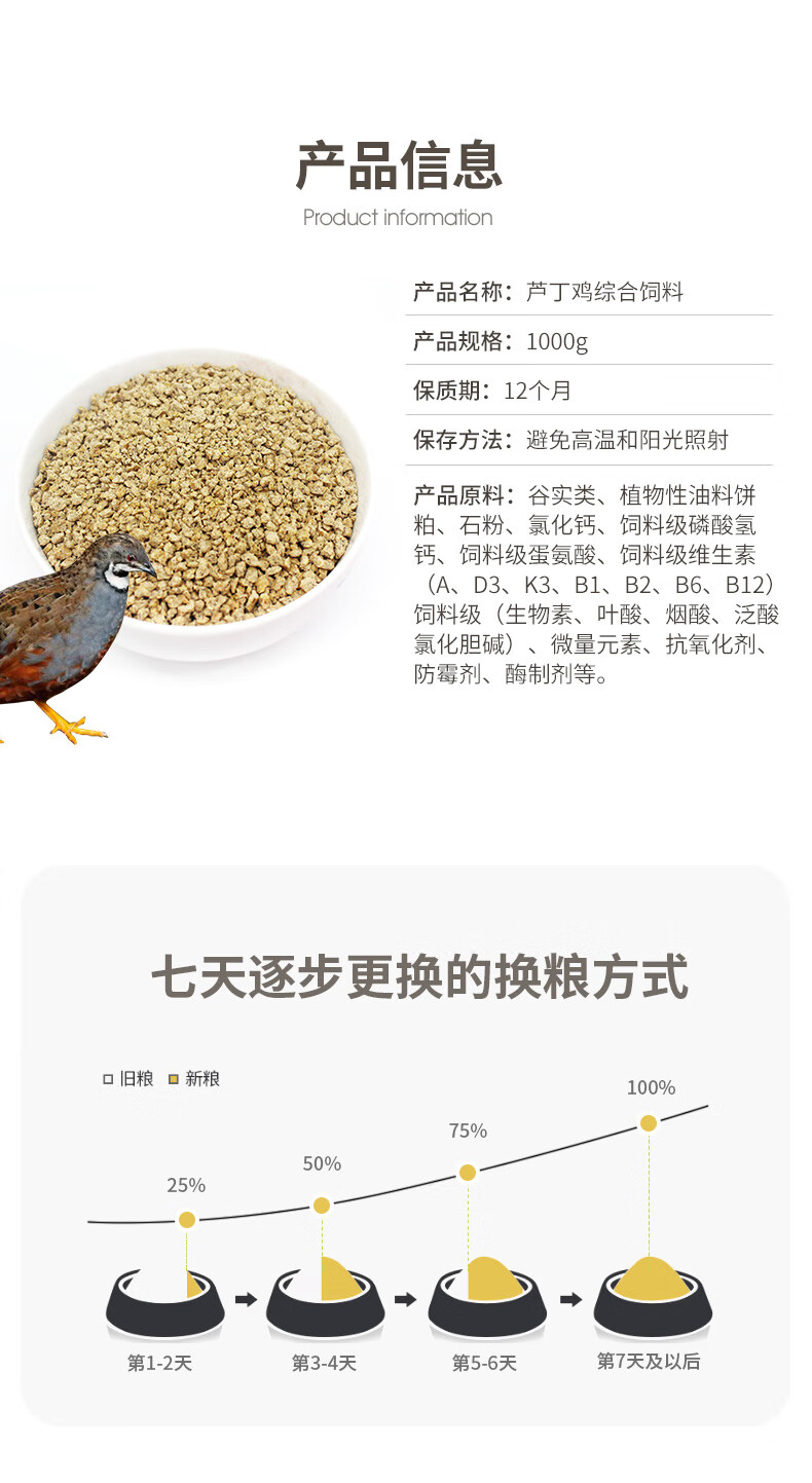 芦丁鸡专用产蛋鸡饲料小鹌鹑通用型下蛋鸡小鸡开口粮蓝胸雏鸡食物