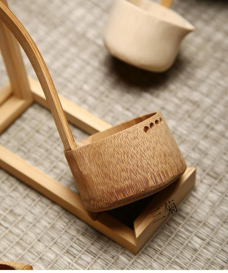 日式舀水勺长柄分茶勺竹制茶勺竹水瓢水勺竹茶具配件茶道零配煮茶 竹