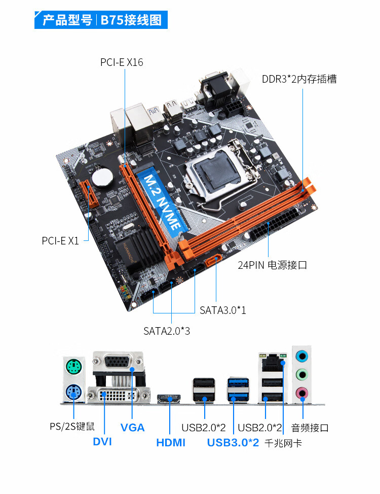 華南b75/h61/b85/h81電腦主板cpu套裝臺式1155針i5 3470 3570 淺灰色