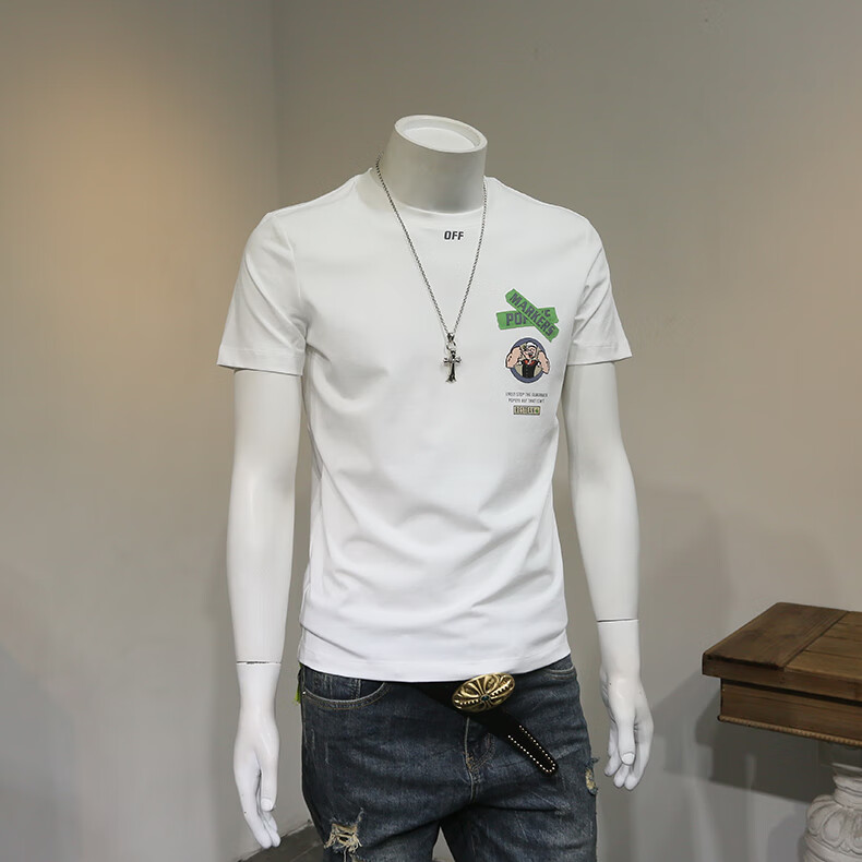 t恤男 欧美卡通水手印花短袖男潮牌夏季t恤男士青年个性t体恤半袖帅气